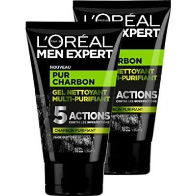 Imagen de L&#039;Oréal Men Expert Pur Carbón Gel Limpiador Multi Purifiant Visage para Hombre 2 unidades x 100 ml