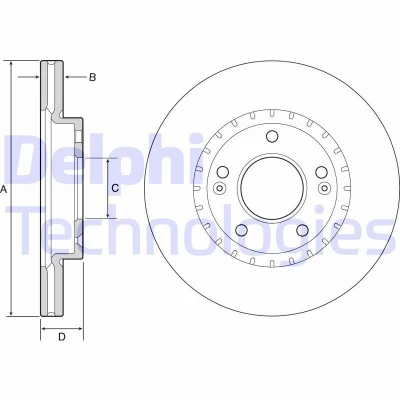 Imagen de DELPHI BG4565C Disco de freno 280 23 5 ventilado revestido altamente carbonizado sin cojinete rueda, anillo sensor ABS KIA: cee‘d II Hatchback