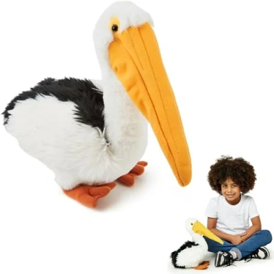 Imagen de Peluche de Pelícano (29cm) Suave, Animal Safari Cariñoso, Ecológico, Hecho con Material 100% Reciclado, Ideal para la Colección los Niños