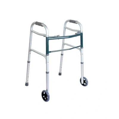 Imagen de Ausilium Andador plegable de aluminio con 2 ruedas y patas, regulable en altura Peso 2,4 kg