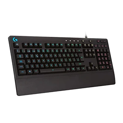 Imagen de Teclado gaming Logitech G G213 Prodigy, Retroiluminado, USB, Resistente a salpicaduras, RGB Lightsync, Reposamanos, Personalizable, Negro
