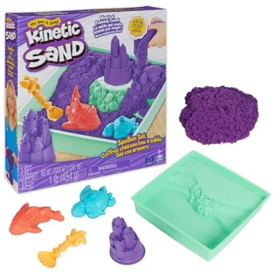 Imagen de KINETIC SAND arena MÁGICA Set SANDBOX con Arenero Niños, 454g de morada y 4 accesorios Kit Manualidades Niños 6067477 Juguetes 3 Años +