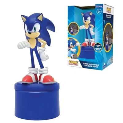 Imagen de LEXIBOOK, SEGA Sonic The Hedgehog, luz de Noche LED Bolsillo para habitación infantil, suave, a pilas, Azul, NLJ01SN