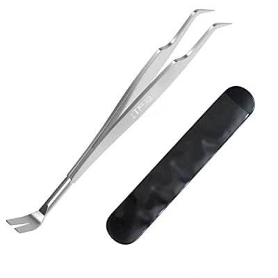 Imagen de EasyULT Pinza de Garrapatas 2 en 1, Pinzas &amp; Gancho Acero Inoxidable, Ganchos, Protección para Personas, Perros, Gatos y Animale