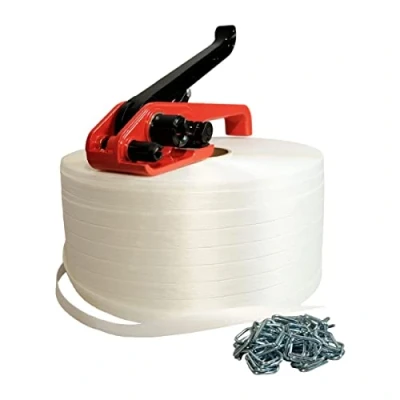 Imagen de Kit 1 Fleje hilo a 19 mm x 600 m + 250 hebillas GRATIS tensor Resistencia 550kg TECPLAST KFF1