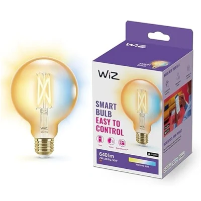 Imagen de WiZ Bombilla LED Inteligente Wi Fi 6,5W (Eq. 25W) G200 casquillo E27, Filamento Ámbar, Luz Blanca regulable, con tecnología SpaceSense y compatible Alexa Google Home