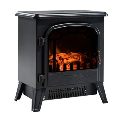 Imagen de HOMCOM Chimenea Eléctrica Portátil 900W/1800W Calentador de con Efecto Llama Termostato y Protección contra Sobrecalentamiento para Salas 18 24 m² 36x25,5x41,5 cm Negro