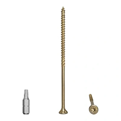 Imagen de 150 tornillos universales de acero chapado en zinc amarillo 5,0 x 120 mm, cabeza torx, avellanada, aglomerado (150, 5 mm)