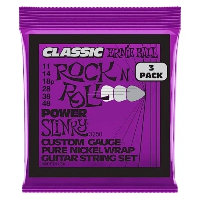 Imagen de Ernie Ball Power Slinky Classic Rock n&#039; Roll Pure Nickel Electric Gtr Strings 3 Pack 11 48 Gauge