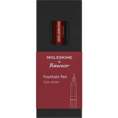 Imagen de Moleskine x Kaweco Pluma Estilográfica de Plástico ABS con Plumilla Dorada Tamaño M para Escribir y Tomar Notas, Cartucho Tinta Azul Incluido, Rojo