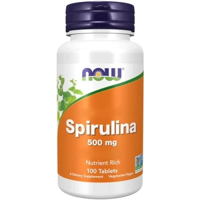 Imagen de Now Foods, Spirulina, 500mg, 100 Tabletas veganas, Testado en Laboratorio, Sin Soja, Gluten, Vegetariano, No GMO