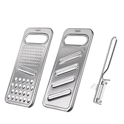 Imagen de Westmark 100222E6 Juego de 3 ralladores universales + cortador pepino pelador acero inoxidable Famos Silver