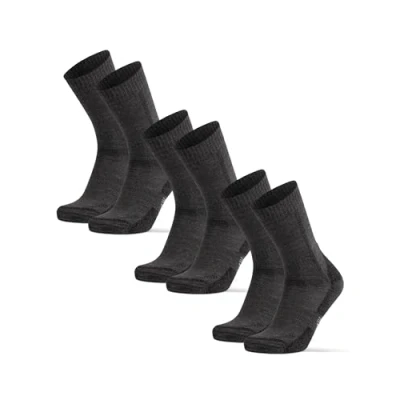 Imagen de DANISH ENDURANCE Calcetines Antiampollas Senderismo, Lana Merino Transpirable, Hombre y Mujer, 3 Pack Gris Oscuro 48 51