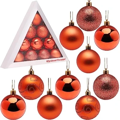 Imagen de Pack of 10 60mm (2.4&quot;) Shatterproof Baubles Christmas Tree (Coral)