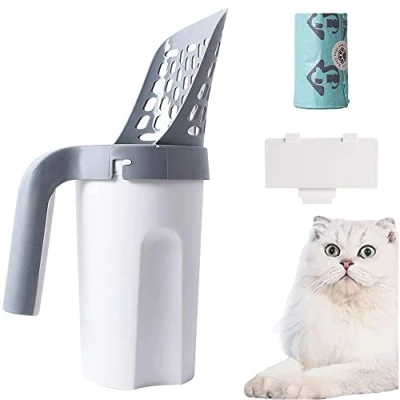 Imagen de GRGE Pala para Arena Gato, Arenero Gato De Plástico, Tamiz Gatos, Juego con Mango Ergonómico Limpiar la Caja