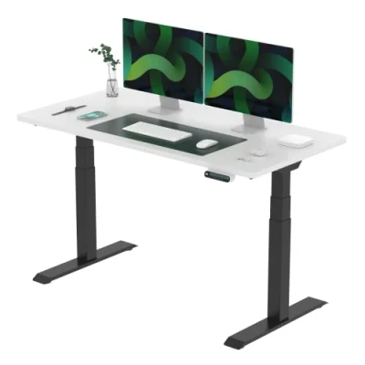 Imagen de FLEXISPOT E6 Escritorio Elevable Eléctrico Premium con Tablero Entero Certificado FSC(140X80)Standing Desk Mesa Ajustable en Altura 4 Memoria Inteligente para Oficina y Hogar Blanco Negro