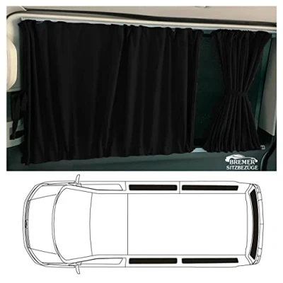 Imagen de T4 Transporter 712 Cortinas de Larga Distancia Entre Ejes, protección Solar con portón Trasero o Puertas batientes, Color Negro