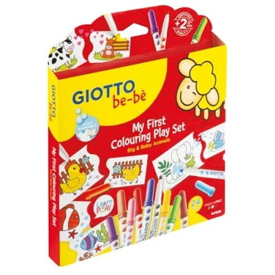 Imagen de Giotto be bè My First Colouring Play Set, Rotuladores de Fibra Súper Lavables, Punta 5 mm, Estuche Cartón, 14 colores surtidos, 24 piezas