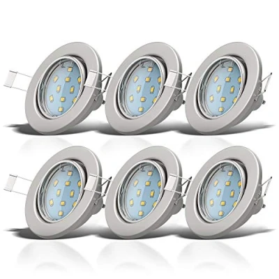 Imagen de 6x3W LED Focos empotrables giratorio IP23 Ø86mm I Luz blanco cálido 3000K 250lm profundidad 60mm Metal en color níquel mate Downlight