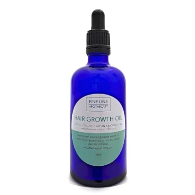 Imagen de 100% Natural, ACEITE para Crecimiento DEL CABELLO RICINO, ARGAN, MORINGA Y COCO con ROMERO EUCALIPTO 100 ml de Fine Line Apothecary. Promueve el Cabello, Hidrata, Nutre, Protege.