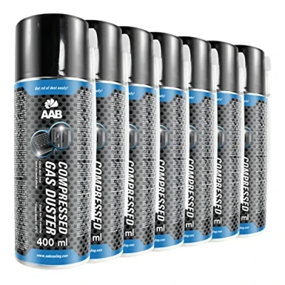 Imagen de 7 x AAB Botella de Aire Comprimido 400ml para Limpiar Teclados, Ordenadores, Copiadoras, Cámaras y Otros Equipos Eléctricos Soplador Ideal la Eliminación Polvo Spray Limpiador