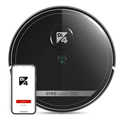 Imagen de Di4 Gyro Laser 2500 Robot Aspirador 4en1, Aspira, Barre, Friega y Pasa la Mopa, APP Control Alexa Google Home, 7 Programas de Limpieza, 2500PA, Auto Recargable, Programable, 90min Autonomía