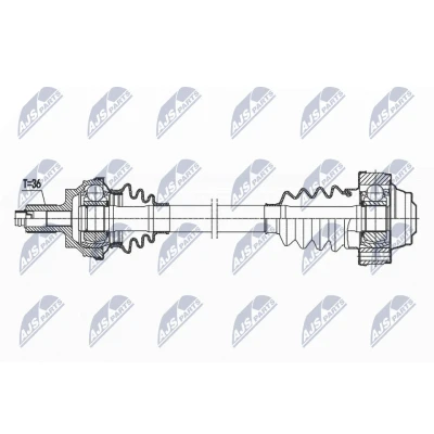 Imagen de NTY NPW VW 170 Árbol de transmisión Eje trasero, derecha 655 83 VOLKSWAGEN: Tiguan II, Passat B8 Berlina, SKODA: Kodiaq