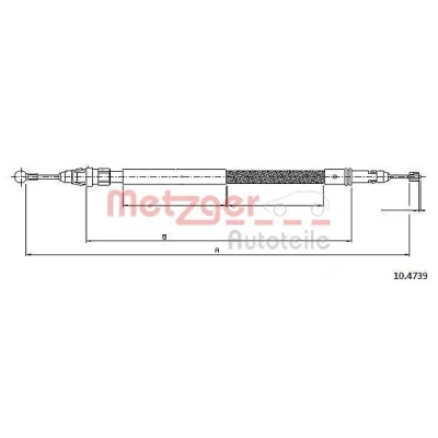 Imagen de METZGER 10.4739 Cable de Freno Mano Atrás izquierda, derecha, derecha 1737/1591 COFLE PEUGEOT: Expert II Tepee, CITROËN: Jumpy Furgón