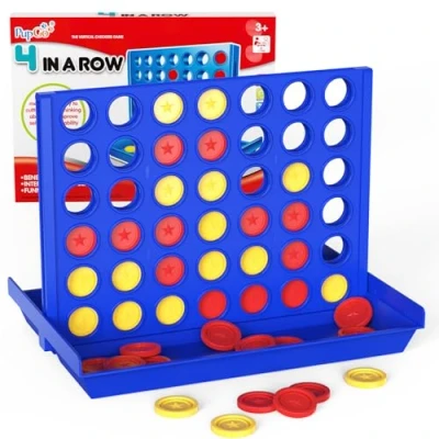 Imagen de Pup Go Conecta 4, 4 en Raya con 6 Fichas Adicional, Cuatro Juego de Mesa Infantiles, Viaje para niños 3 5 7 8 + años y Adultos,(Versión Clásico)