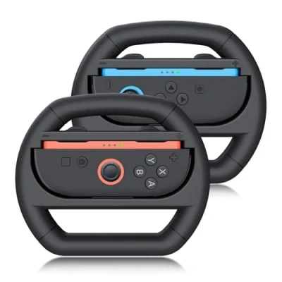 Imagen de TiMOVO Volante Compatible con Nintendo Switch 2 JoyCon, de Carreras para Mandos 2, Controlador JoyCon ABS, Juego Accesorios, Negro