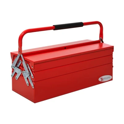 Imagen de DURHAND Caja de Herramientas Acero Plegable Portátil con 5 Compartimentos y Mango Transporte para Taller Bricolaje Hogar 56x20x21 34 cm Rojo