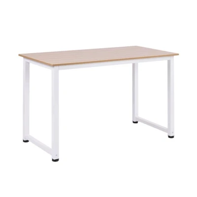 Imagen de HOMCOM Mesa de Escritorio Moderna Estudio con Marco Acero y Pies Ajustables Ordenador para Oficina Hogar 120x60x76 cm Blanco Natural