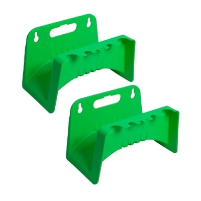 Imagen de BRICOMIRAS Soporte Manguera Jardin de plastico Colgador para el hogar Fabricado en ultraresistente Organizador mangueras Porta Pared Universal (2, Verde Claro)