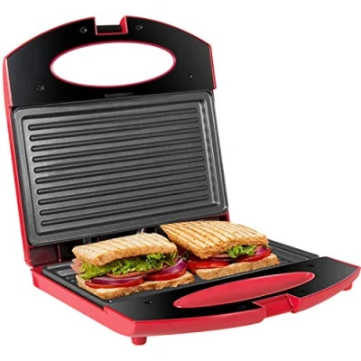 Imagen de Gotoll Sandwichera Grill,Parrilla Eléctrica,Placas de Grill Electricas Antiadherentes 750W con Capacidad para 2 Sándwiches Tostadoras (Rojo, Sándwiches)
