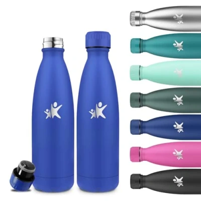 Imagen de Grsta Botella Agua Acero Inoxidable 500ml Termica, Cantimplora Infantil, A Prueba de Fugas, sin Bpa, Aislamiento al Vacío, Termo para la Escuela, Oficina, Cámping, Gym, Running