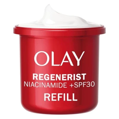 Imagen de Olay Niacinamida + SPF30, REFILLS, Crema Hidratante De Día, Piel Hidratada Durante 24H, Ayuda A Proteger Contra Los Dañinos Rayos UVA Y UVB, 50 Ml