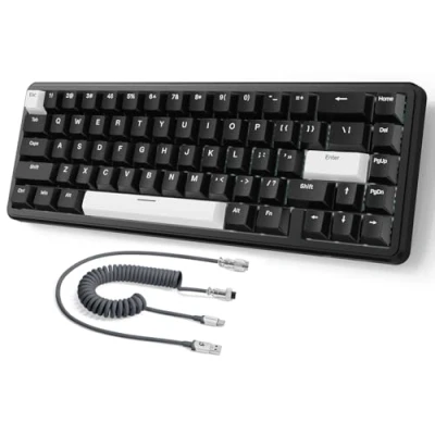 Imagen de MAMBASNAKE Attack Shark X65 HE Teclado de Gatillo Rápido, Precisión RT 0,01 mm, 8 KHz, Interruptor Magnético del 60% con Cable Accionamiento Ajustable, Snap Tap, para PC/Mac, Negro