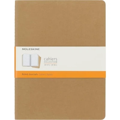 Imagen de Moleskine Cahier Journal Cuaderno de Notas, Set 3 Cuadernos con Páginas, Tapa Cartón y Cosido Algodón Visible, Color Marròn Kraft
