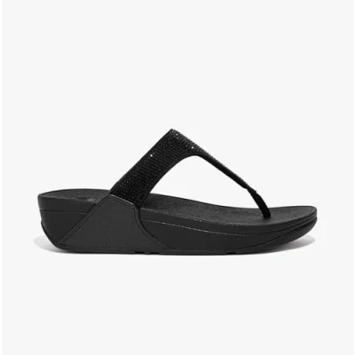 Imagen de Fitflop Lulu Crystal EMB Toe Post Sand, Sandalias con cuña Mujer, All Black, 39 EU