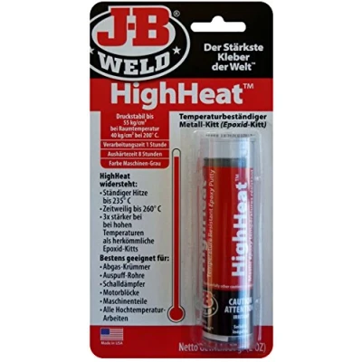 Imagen de JB Weld HighHeat Pegamento resistente al calor de masilla metal epoxi para trabajos a altas temperaturas, 8297 DEU