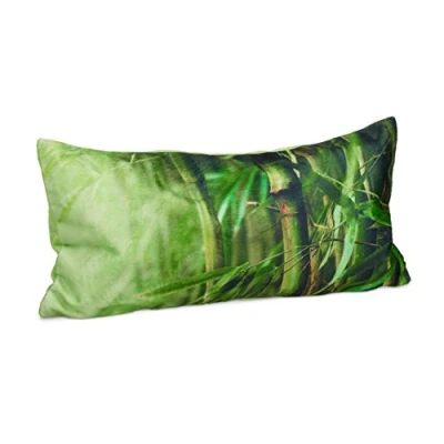 Imagen de Relaxdays Almohada Bañera, Cojín Baño Ventosas, Reposacabezas Viaje, Bambú, Poliéster, 1 Ud, 10 x 37 17 cm, Verde, 17x37x10 cm
