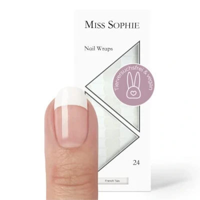 Imagen de Miss Sophie Lámina de uñas &quot;French Tip&quot;, Transparente, Blanco, Nail Wraps 24 láminas autoadhesivas ultrafinas larga duración