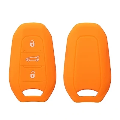 Imagen de kwmobile Funda Compatible con Peugeot Citroen Llave de Coche Smartkey 3 Botones (Solo Keyless Go) Carcasa Protectora Silicona para Case en Naranja afrutado