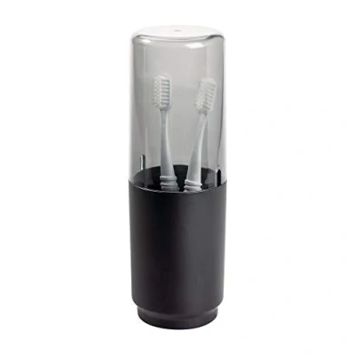 Imagen de iDesign Austin Soporte para Cepillos de Dientes Plástico Y Metal, Negro Mate, 7,6 cm Diámetro X 22,9