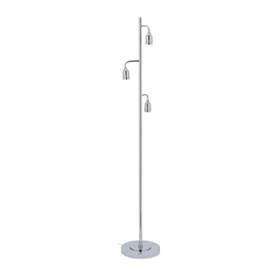 Imagen de Relaxdays Lámpara de Pie, para 3 Bombillas, Industrial, Rosca E27, 150 x 25 cm, Cable e Interruptor Suelo, Plateado, Hierro