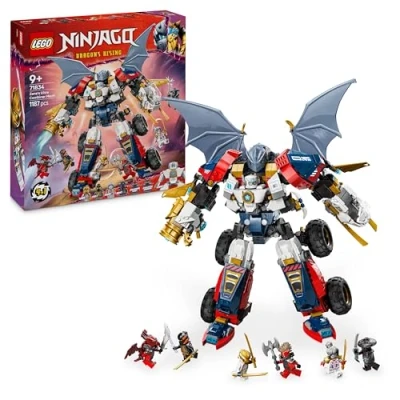 Imagen de LEGO Ninjago Meca Ultra Combo de Zane Set Construcción “4 en 1 con Coche Juguete, Avión Jet y Figura Dragón, Juego Ninja 6 Minifiguras, Regalo para Niños Niñas 9 Años o Más 71834