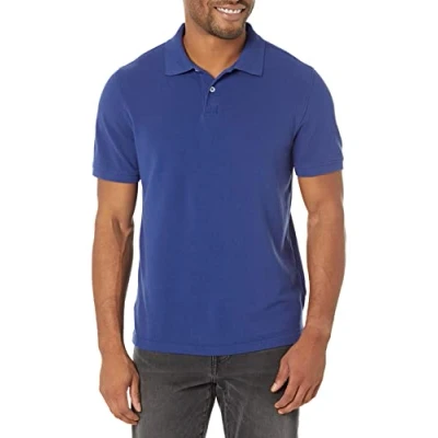 Imagen de Amazon Essentials Polo de Piqué Algodón Ajuste Entallado Hombre, Azul Marino, M