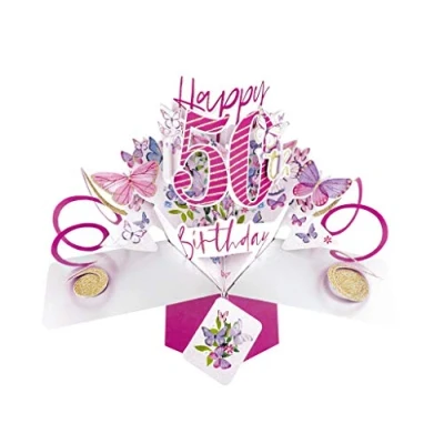 Imagen de Tarjeta de felicitación emergente feliz 50 cumpleaños original Second Nature 3D Pop Up Cards