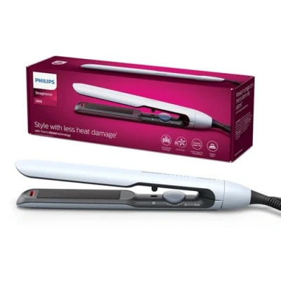 Imagen de Philips Plancha de pelo serie 5000 con Tecnología ThermoShield, Iones, Placas 105mm Largo Flotantes Aceite Argan, 50% más rapida, BHS530/00, Malva