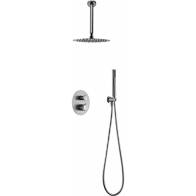 Imagen de Conjunto de ducha termostática empotrado color niquel cepillado Top Imex GTQ038/NQ